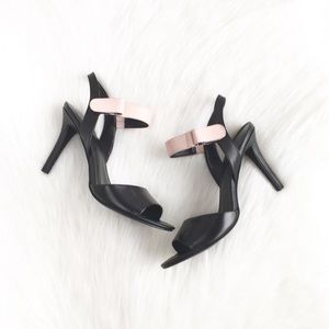 H by Halston | blush black leather minimalist heel